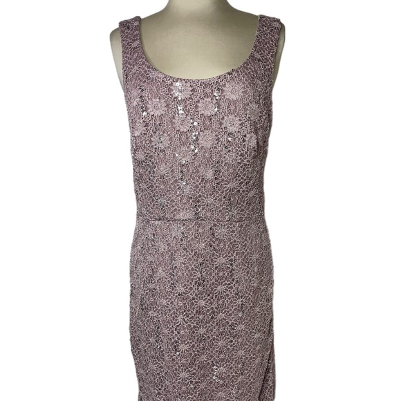 Formal Sequined Lace Dress & Shawl Jackie Jon Elegant Rose Formal Dress Size 8 - Picture 8 of 15